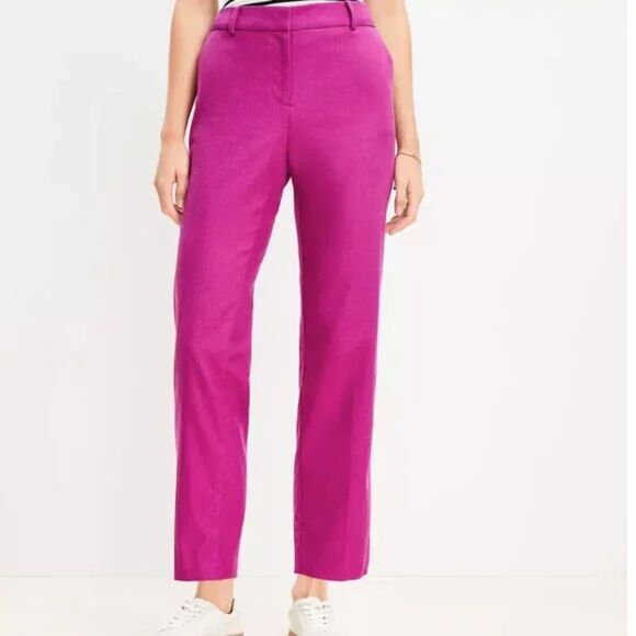 LOFT Pants - LOFT Magenta Cropped Straight-Leg Pants